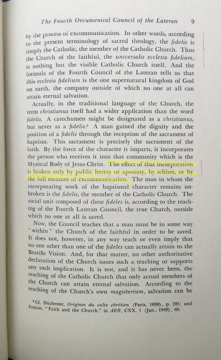 Msgr. Fenton: The public denial of a dogma carries with it the loss of membership.