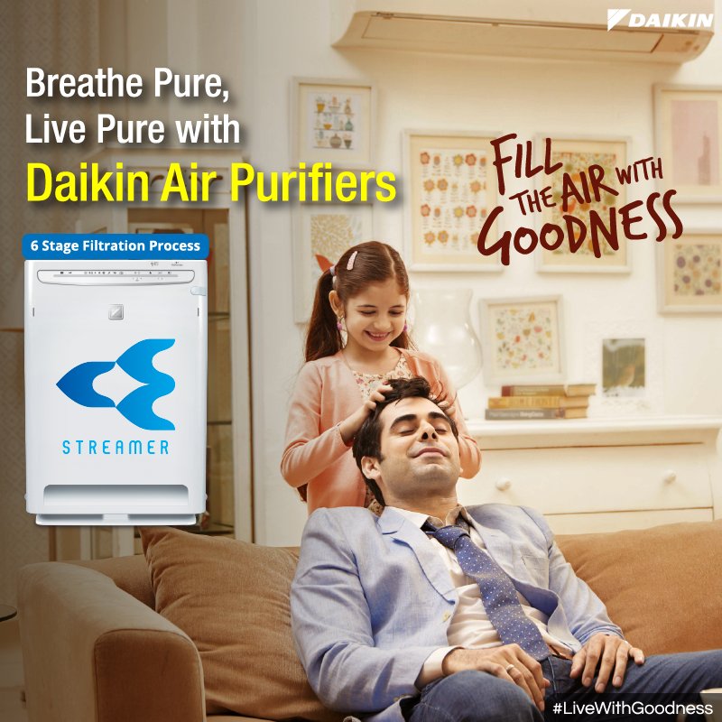 DaikinIndia's tweet photo. Breathe clean air to keep your body healthy and mind fresh with Daikin Air Purifiers. #LiveWithGoodness https://t.co/jhvCAeCM3b