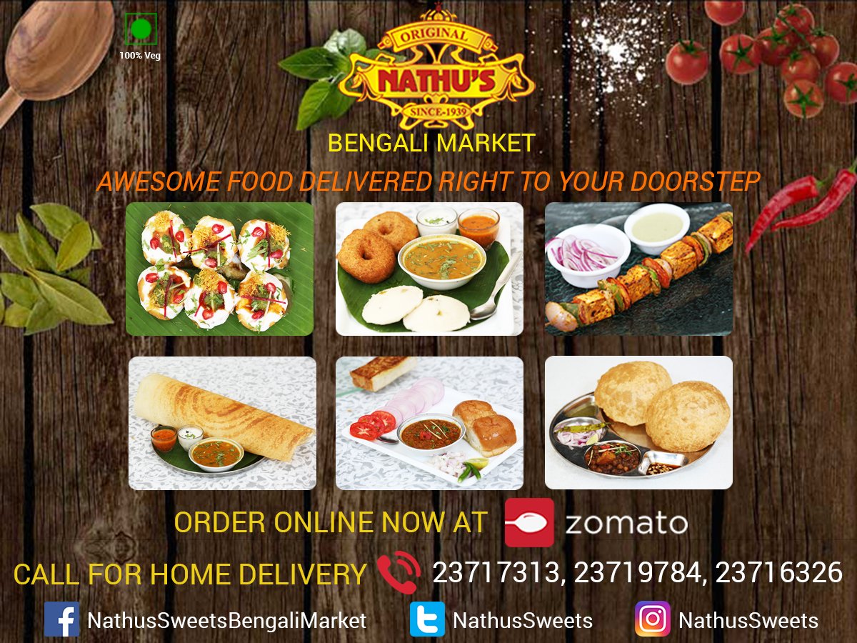 NathusSweets's tweet photo. Awesome food delivered right to your doorstep. Order online now via Zomato or Call at: 23717313, 23719784, 23716326 https://t.co/PgQL1tmnJR