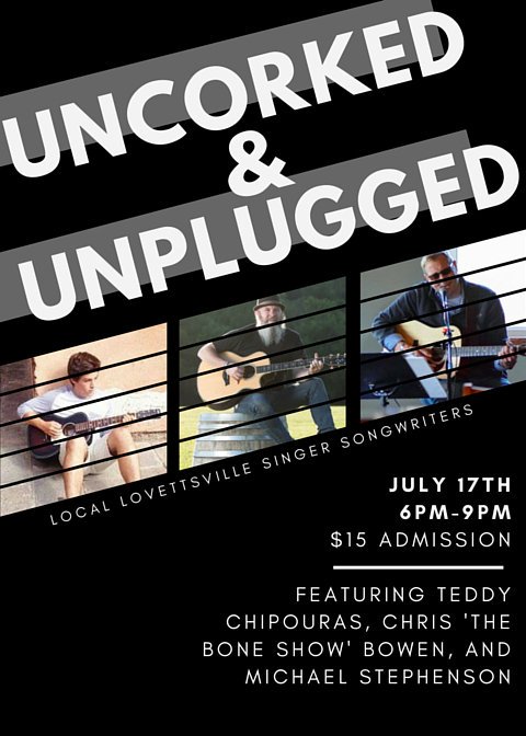LoCoEntertain's tweet photo. #Uncorked & #Unplugged - Local Singer Songwriters @CreeksEdgeWine @teddychipouras #BoneShow #Stephenson July 17th https://t.co/g1ivoXloIa