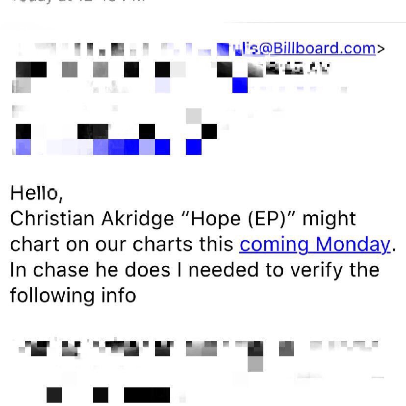 UpdateAkridge's tweet photo. CHRISTIAN'S EP "HOPE" WILL BE ON BILLBOARD CHARTS SOON!!!! We are so proud of you ❤️ He deserved it, right?! https://t.co/Hmq7isWVSA