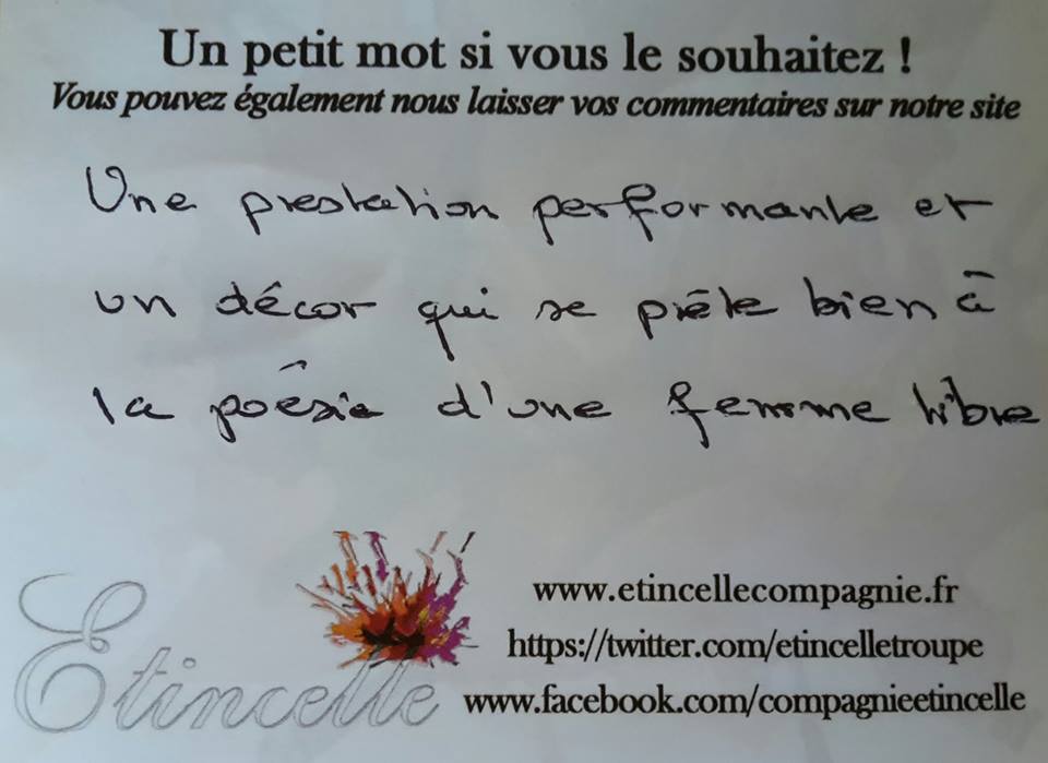 Générale des Galets de la Mer faite! Merci aux tous premiers spectateurs :)
#TheatredesBarriques #OFF16