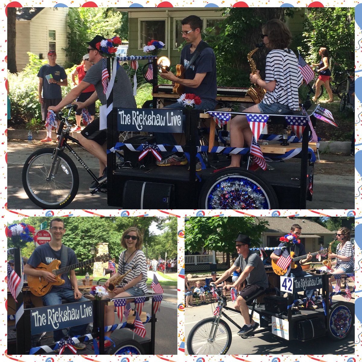 theRickshawLive's tweet photo. Celebrated in 4th Of July Parade with Teague &amp; Alyson! #letfreedomroll #therickshawlive #movingthemusic https://t.co/SBf43fbipB