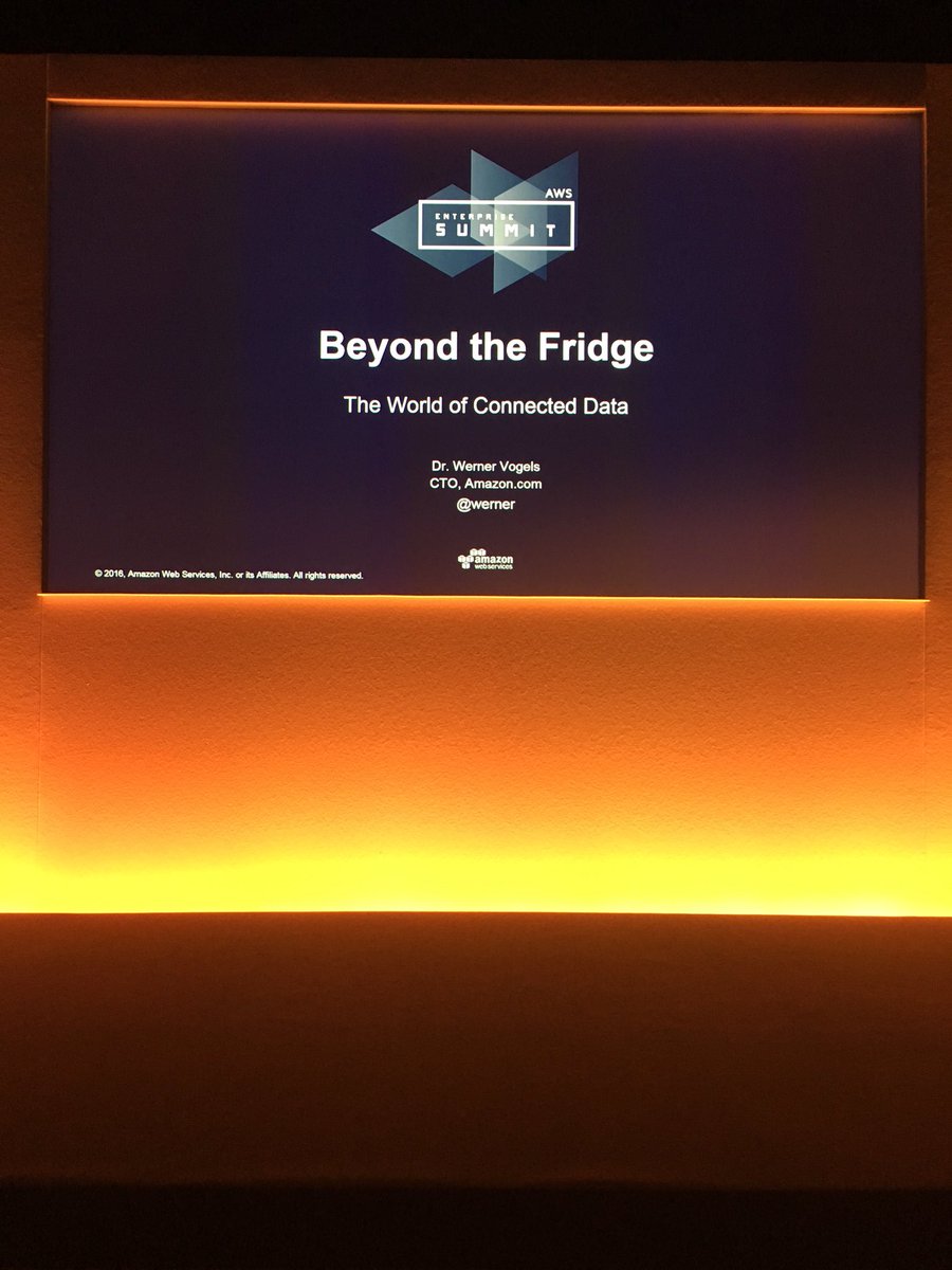 leonk1's tweet photo. The clouds are gathering at ExCel.
@werner about to hit the stage! #BeyondTheFridge #cool ;-) 
#AWSSummit #IoT https://t.co/C0ge6duGmi