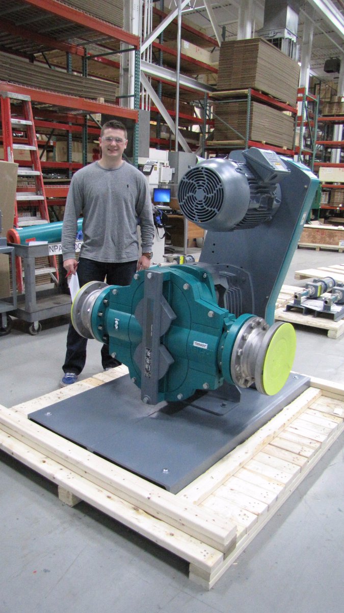 Here's our own David MacNeil w/largest size TORNADO ® T2 rotary lobe pump sold in NA to a wastewater treatment plant
