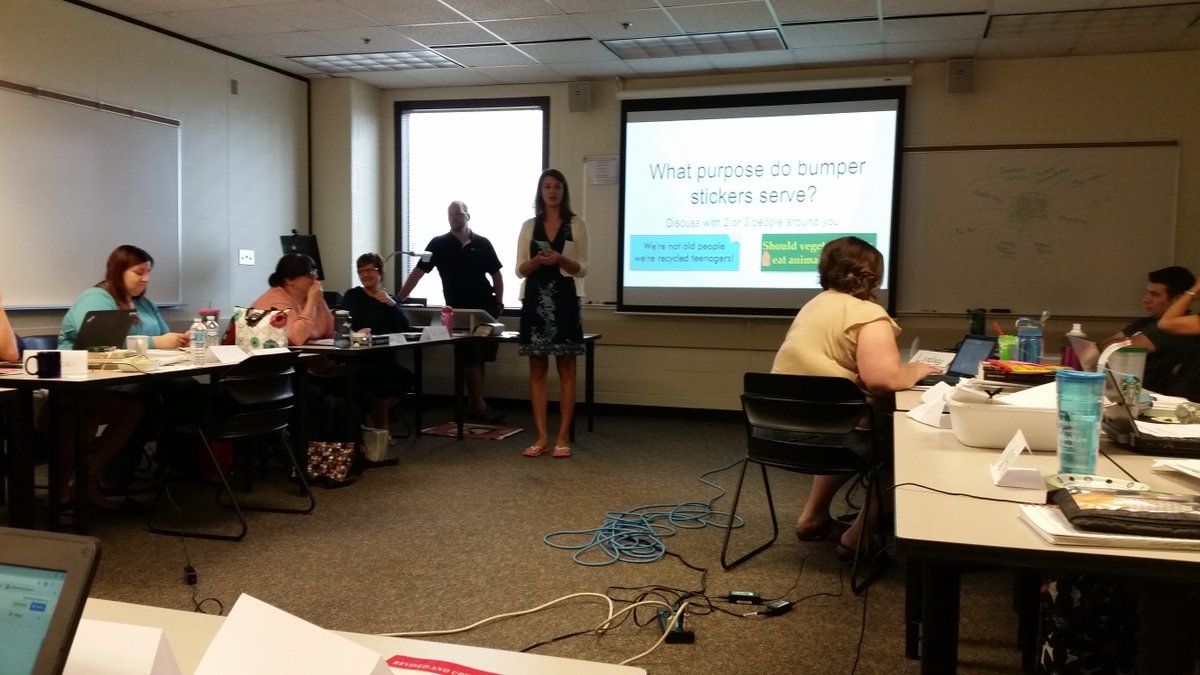 JillAnnable's tweet photo. GHS Ts nudged @GoPoGrandville to join the convo. Writing in soc st &amp; sci. Creative writing as learning. #lmwp https://t.co/wI6cO2EtNw