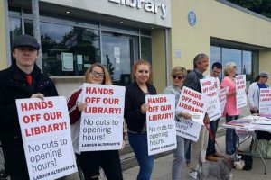 WeResistNews's tweet photo. Protest against library cuts https://t.co/rg6RyAUX7i #ConorSheridan #LabourAlternative #LeeRobb https://t.co/aoGgOuuYQR