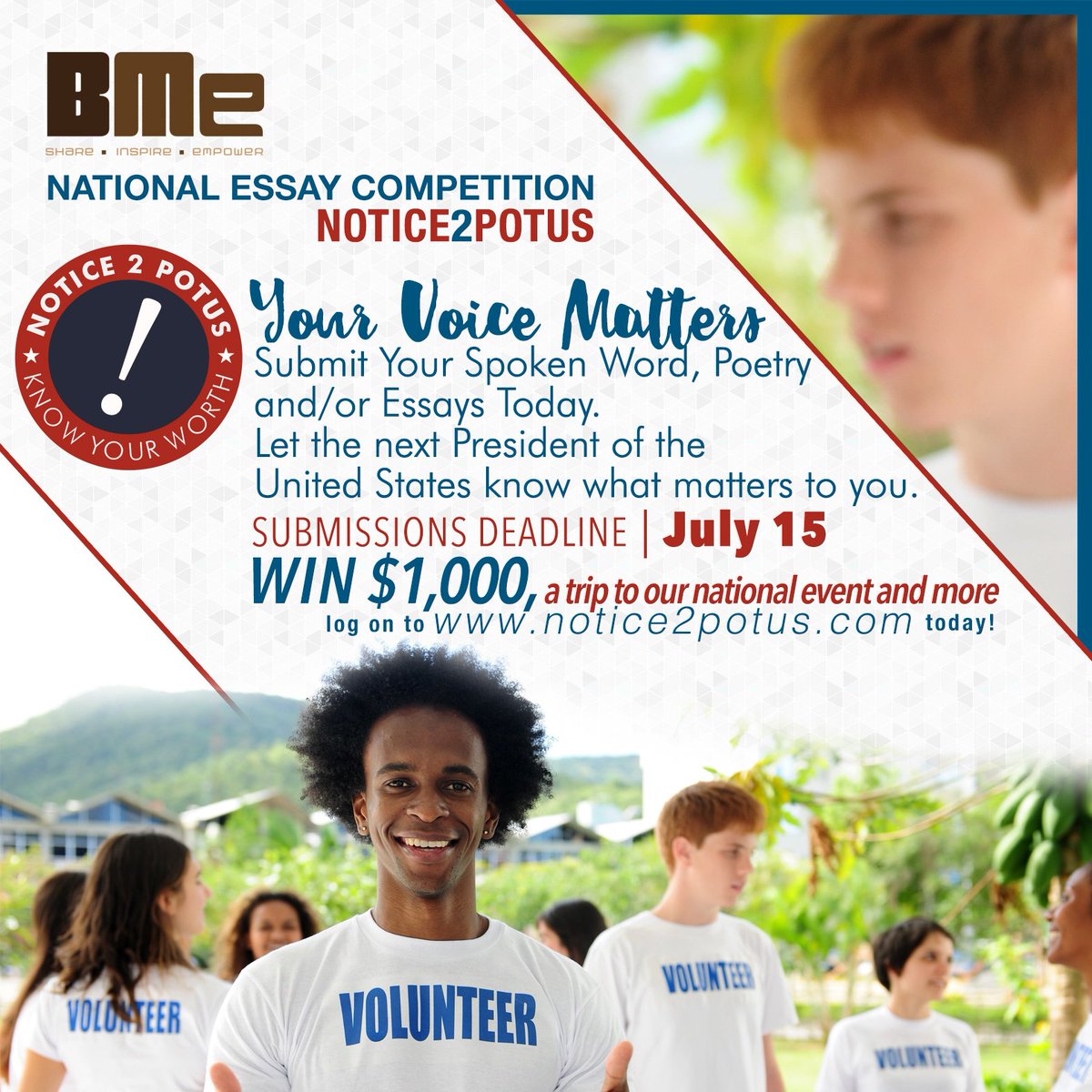 BMeCommunity's tweet photo. #Notice2POTUS: We are #BetterTogether when youth ages 14- 24 exercise their voices https://t.co/6eTK6jB7Pd https://t.co/9M93ecH4uO