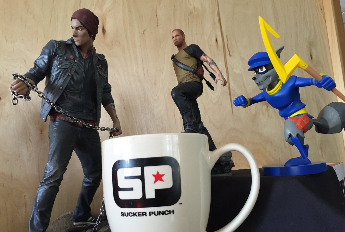 SuckerPunchProd's tweet photo. Delsin, Cole and Sly all need about this much coffee to get going in the morning. How about you?
#anotherdayatSP https://t.co/7JCaFNOjvB
