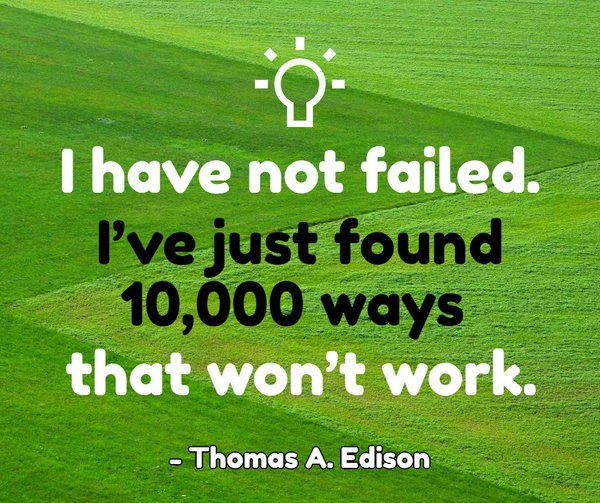 HighTechPlastic's tweet image. Aren&apos;t you glad that Thomas Edison didn&apos;t give up?
#Edison
