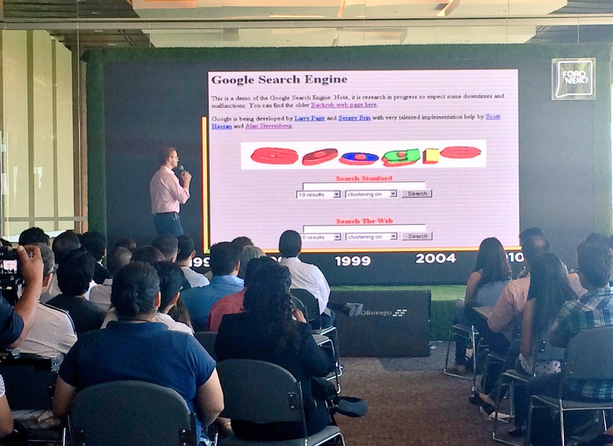 monika_munoz's tweet photo. "Así se veía Google cuando levantó su primer millón de pesos" @MarcOyamburu #foronexo #datogeek https://t.co/qhDHPUCsoa