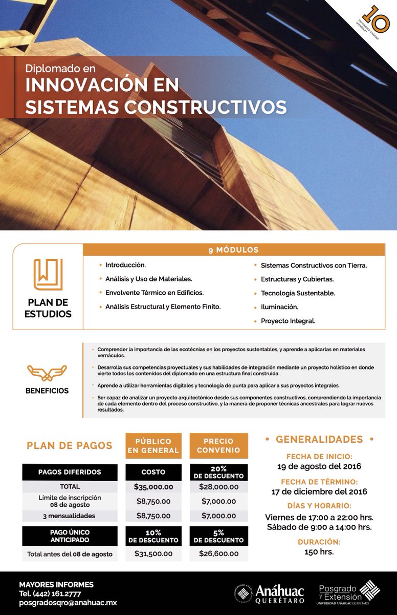 Diplomado en Innovación en Sistemas Constructivos. 
Inscríbete en posgradosqro@anahuac.mx // <a href="/anahuacqro/">U. Anáhuac Querétaro</a>.