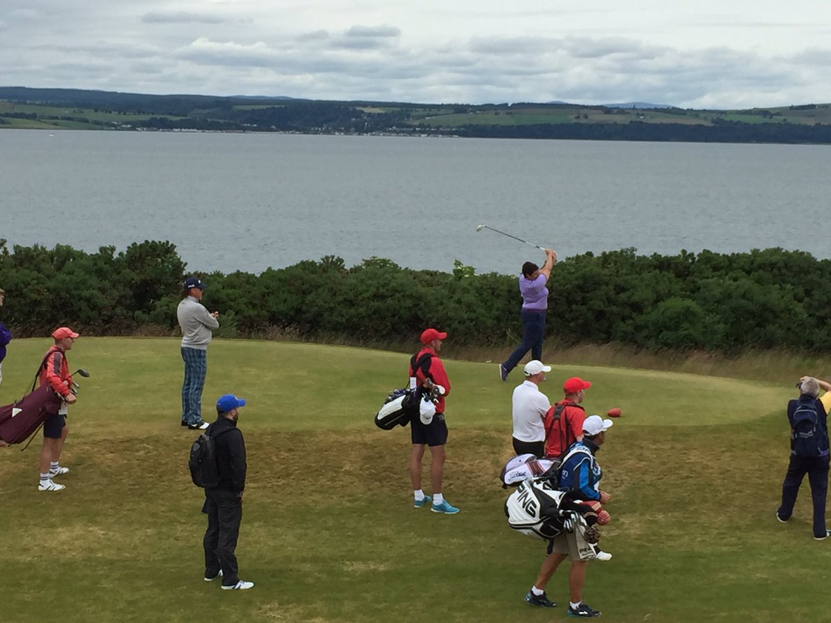lesleymackaypga's tweet photo. The Dream Team at The Scottish Open Pro Am #livingthedream 😊 @MiguelJimenez_D https://t.co/KfGIELvv8k