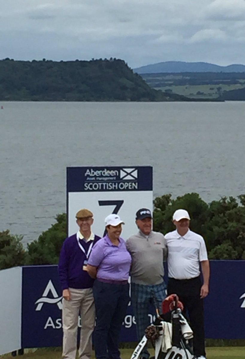 lesleymackaypga's tweet photo. The Dream Team at The Scottish Open Pro Am #livingthedream 😊 @MiguelJimenez_D https://t.co/KfGIELvv8k