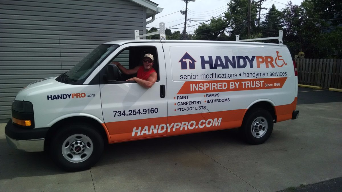 HandyPro's tweet photo. Look out for our new van! If you see it (or another HandyPro vehicle) in July, snap a pic and you get $10 off a job! https://t.co/NgZsjfSvAT