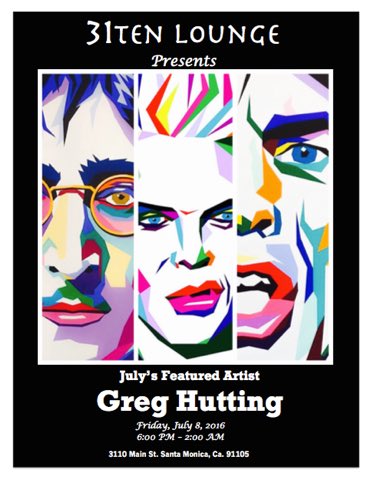 GregHutting's tweet photo. #SantaMonica ...Your turn!  Come on out to @31TENLounge starting Friday night!  I'll be showing for 31 days! #31ten https://t.co/9iQqufV6iT
