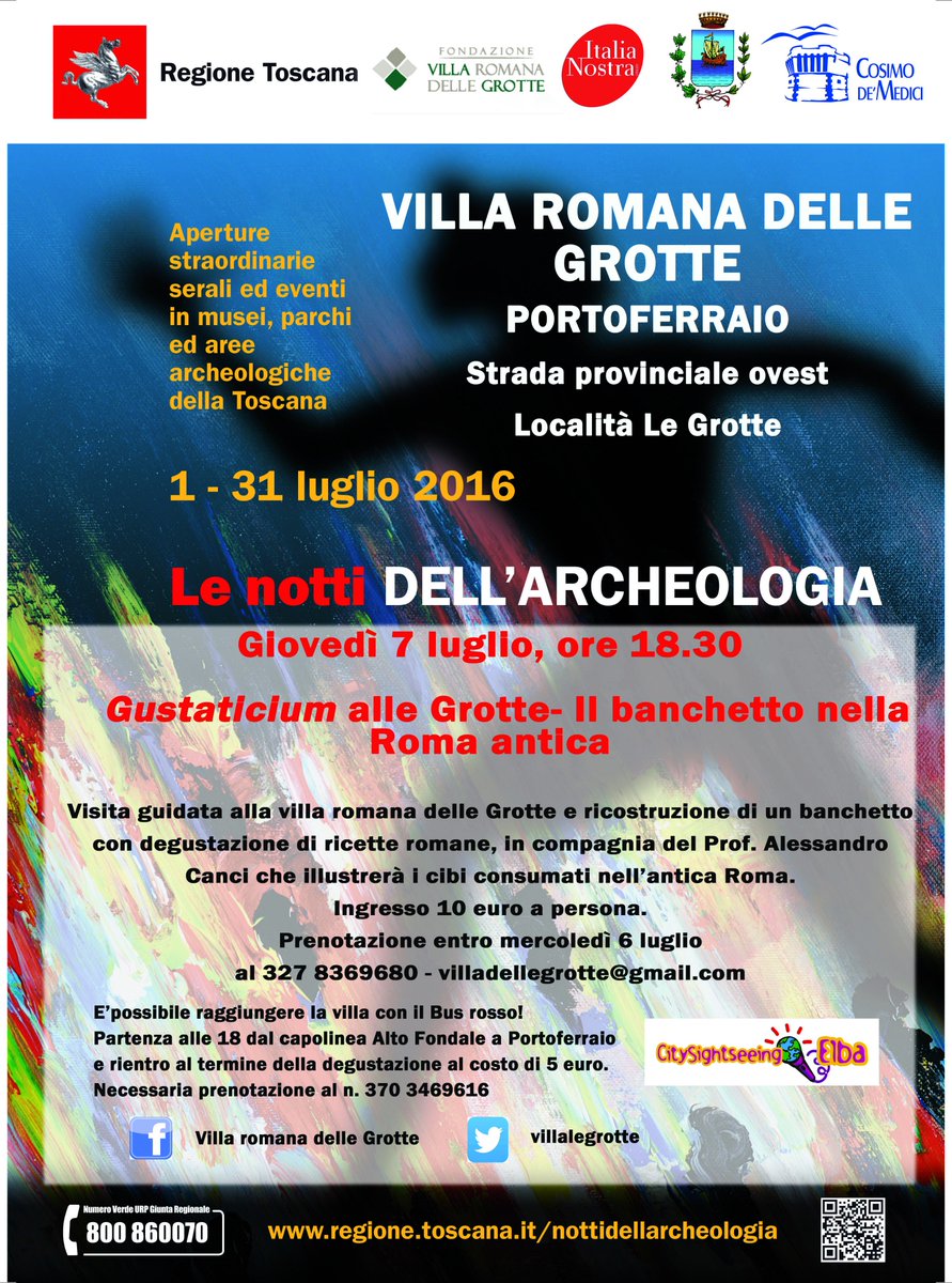 #nottidellarcheologia2016 non mancate domani sera al banchetto romano alla <a href="/villalegrotte/">Villa delle Grotte</a>..posti ancora disponibili!