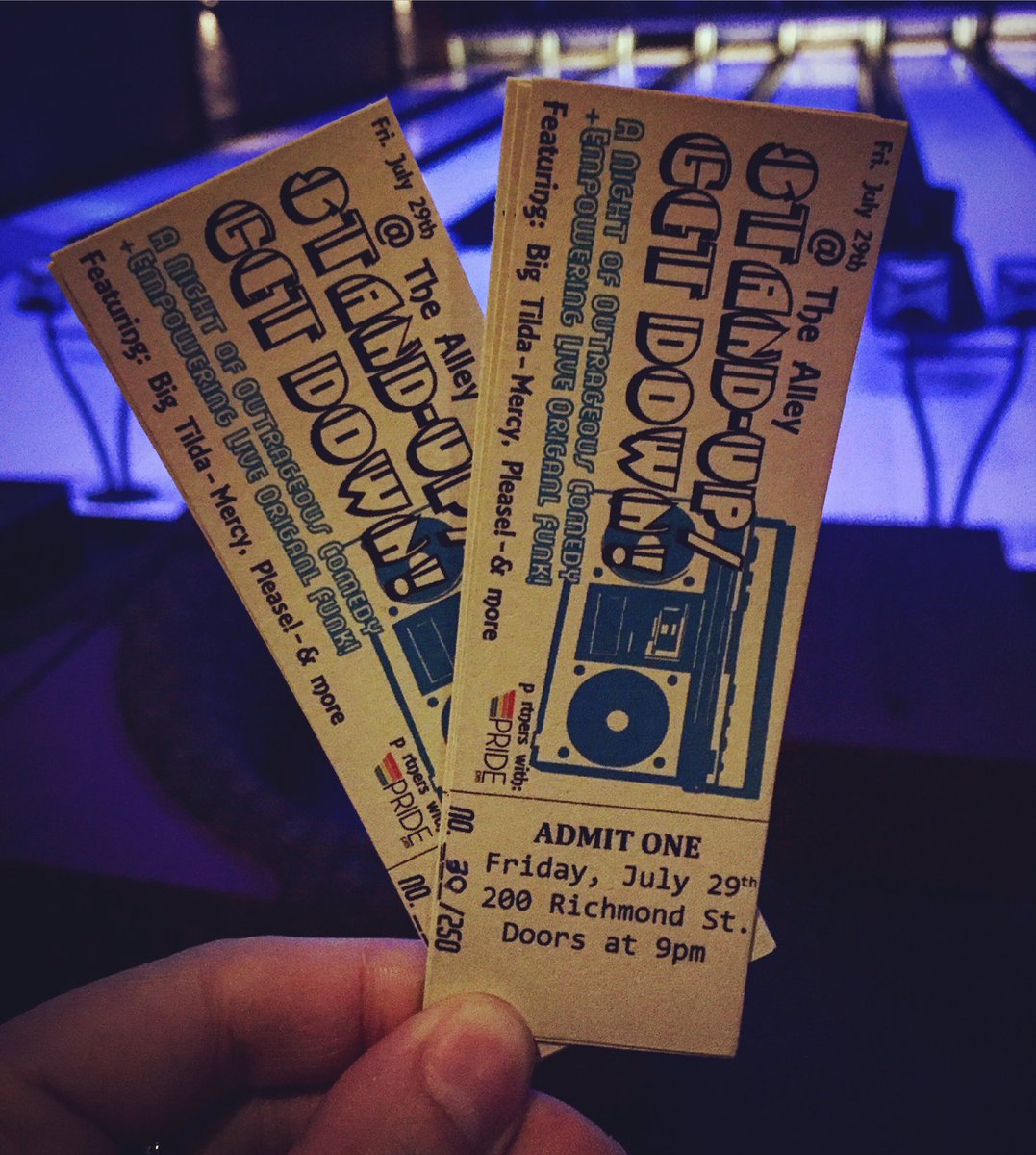 TheAlleyPEI's tweet photo. Stand Up / Get Down! Advance tickets now available at our bowling counter. #pridepei #standupgetdown https://t.co/R8cwUeYUa7