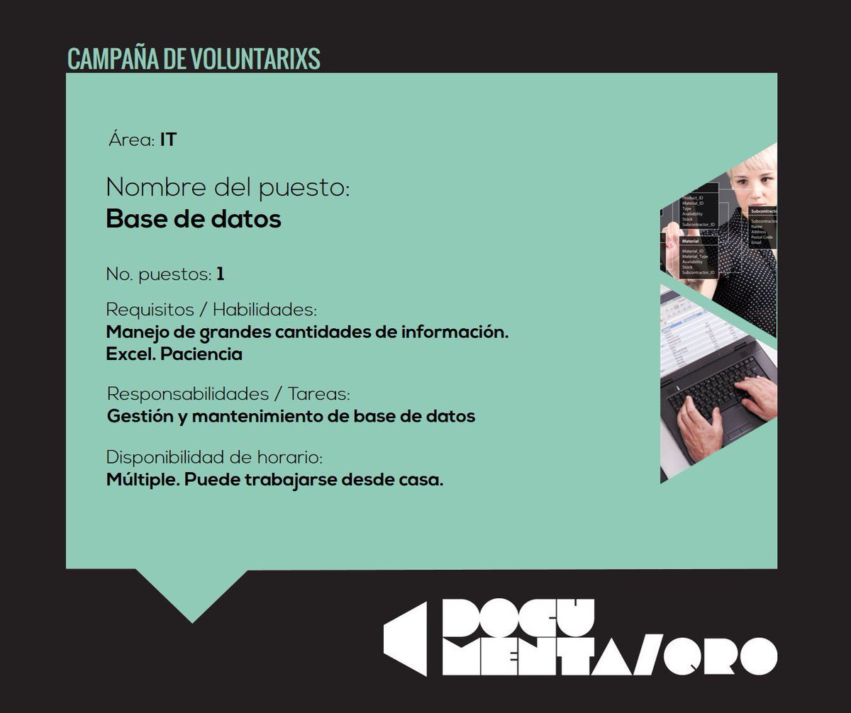 DOQUMENTAmx's tweet photo. Necesitamos documentalerxs cibernéticxs ¿Te apuntas? https://t.co/73zT0s2Xkr #voluntarios #DocumentaQro https://t.co/87TAbznlE9