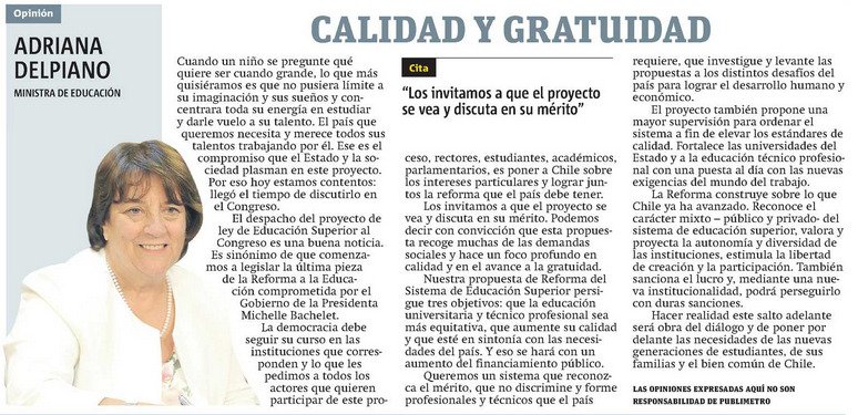 Mineduc's tweet photo. 📝 "Queremos un sistema que reconozca el mérito" https://t.co/30TzdFXzWE @MinistraEduca sobre #CalidadYGratuidad https://t.co/BIrWwEJTra