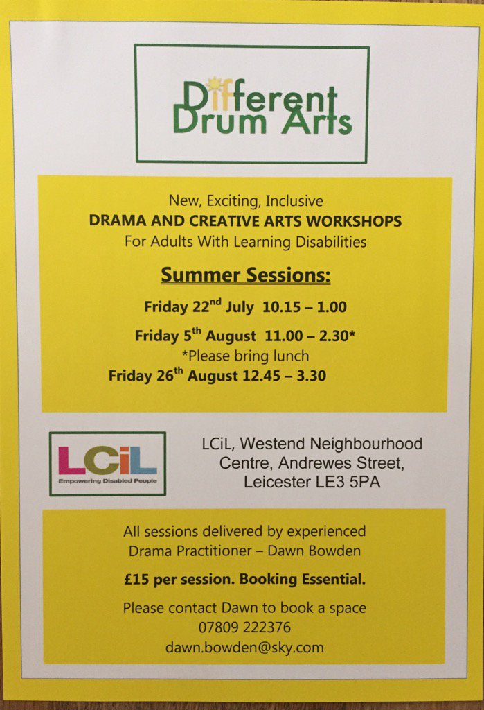 BowdenDawn's tweet image. Summer Drama &amp;amp; Creative Arts Sessions for Adults with Learning Disabilities @LeicesterCIL