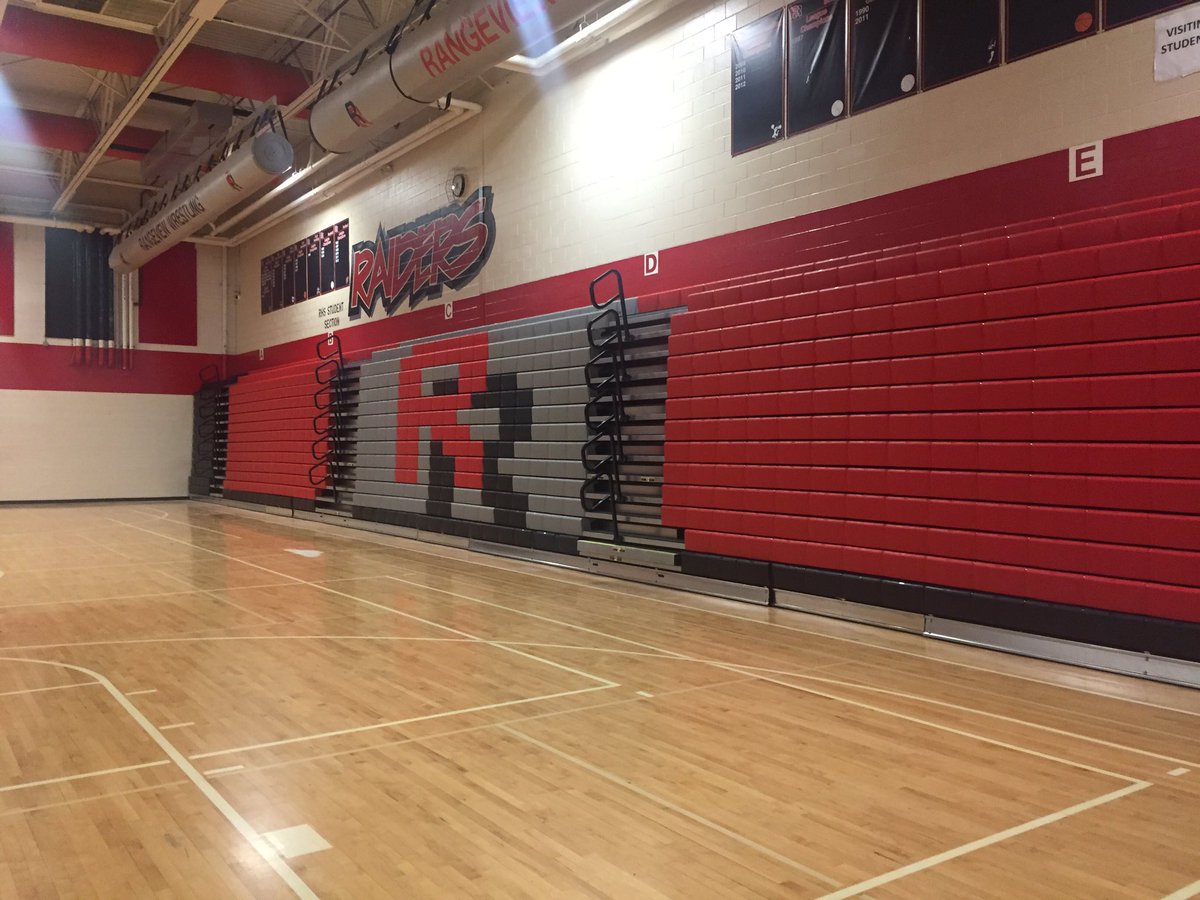 RangeviewATHL's tweet photo. New Bleachers in at RHS. The floor is next. https://t.co/niUtio3N9o