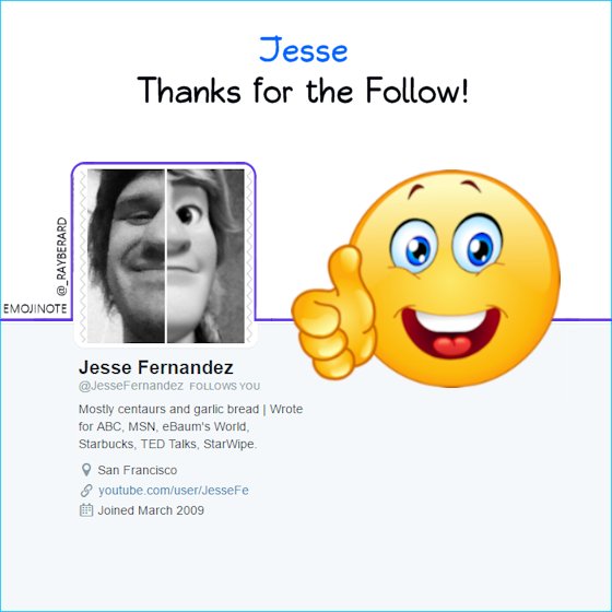 therayberard's tweet photo. This #EmojiNote tweet goes out to @JesseFernandez https://t.co/LSklN2EBHP