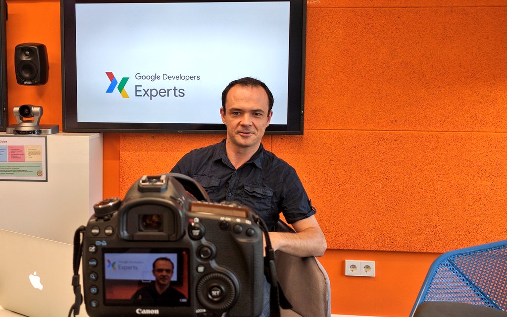 ThisKatha's tweet image. @GoogleDevExpert video shoot with @eenriquelopez at Google Munich