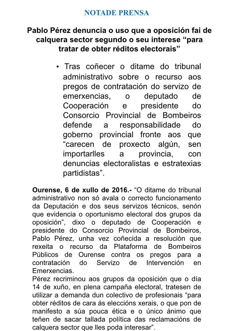 PPdeOU's tweet photo. 💬 @Pablo_PerezP denuncia o uso  que a oposición fai de calquera sector  “para tratar de obter réditos electorais.." https://t.co/Qr7hdVY1hd