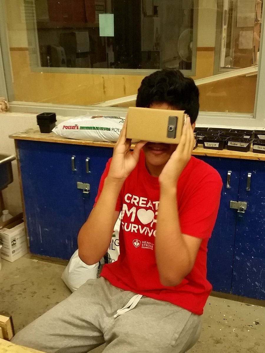 LEAD summer school <a href="/pmlions/">Princess Margaret</a> taking a break from math to do google cardboard.