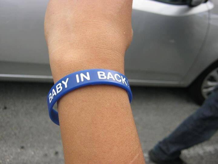 Baby in Back bracelets are here! Please call 5618458233 to pick up some for your organization