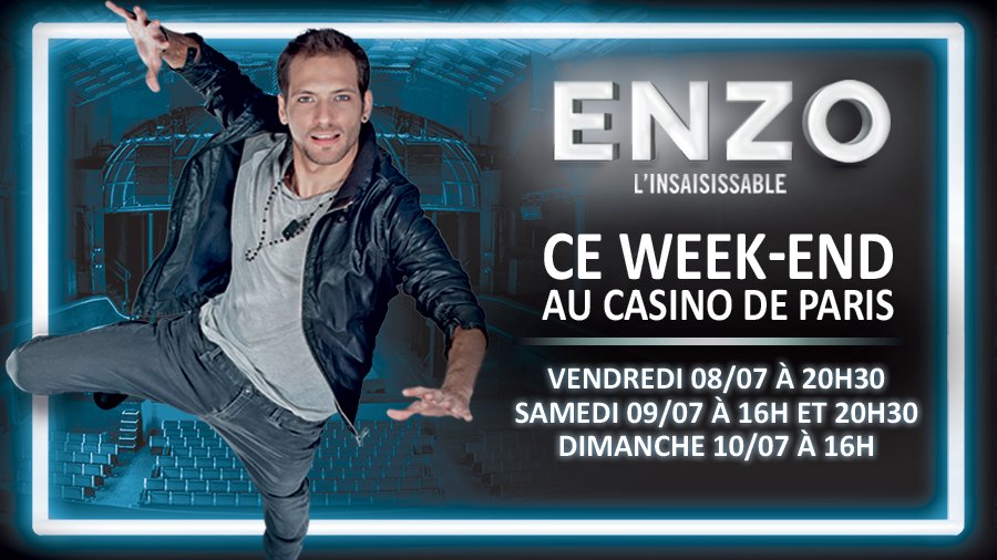 EnzoIllusion's tweet photo. Dépêchez-vous, il reste plus que 8 shows au #CasinoDeParis ! Pour réserver : https://t.co/2MePRlohPz #EnzoMagic https://t.co/CUI3kcpv5l