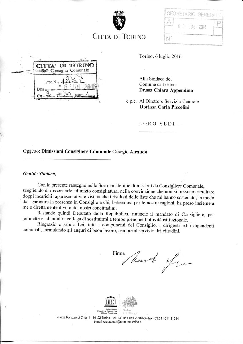 ToInComune's tweet image. .@GAiraudo si dimette dalla Sala Rossa. No a cumulo cariche rappresentative. Auguri a @EleonoraArtesio e a tutti noi