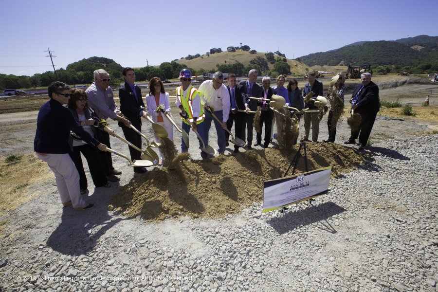 Today Caltrans and transportation partners celebrated a new phase of Highway 101 construction at San Antonio Creek.