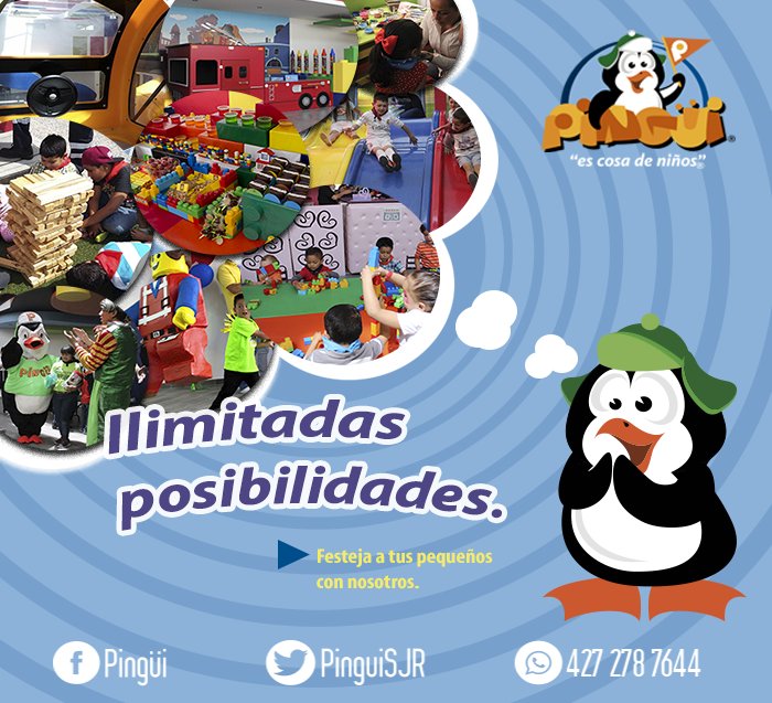 PinguiSJR's tweet photo. La #fiesta de tu pequeño puede tener posibilidades infinitas. Celébralo con nosotros y haz que sea inolvidable #SJR https://t.co/mvnVaoGJIy