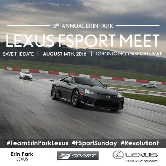 TMPCayuga's tweet photo. Guess what is coming August 14? The 3rd Annual Lexus FSport Meet! #teamerinparklexus #fsportsunday #revolutionf #tmp https://t.co/K7MLr0XywC