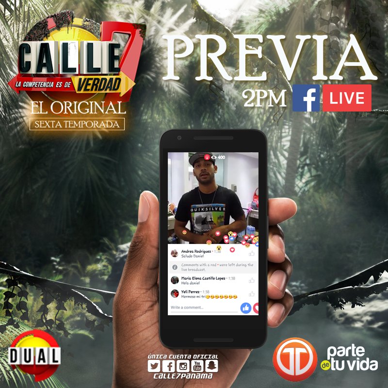 calle7panama's tweet photo. Ahora estamos en Facebook Live... desde las 2pm de la tarde, podrás ver a tus competidores fuera de competencia! https://t.co/5Bkcke609l