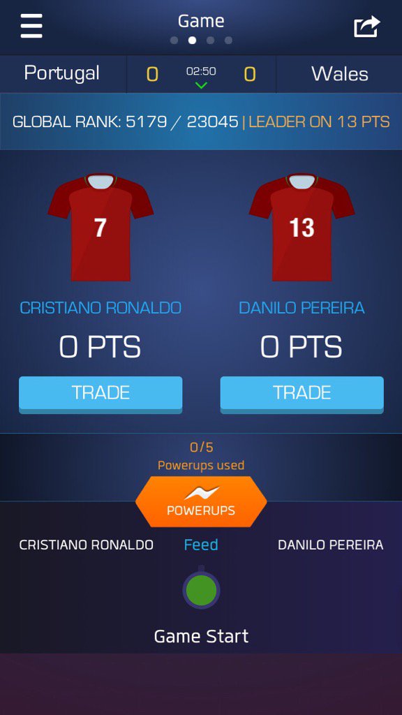 B94Hill's tweet photo. I just drafted Cristiano Ronaldo &amp; Danilo Pereira on @UltimateFanLive for #POR v #WAL https://t.co/LxuKFhpQWN https://t.co/XkGMRGIA3h