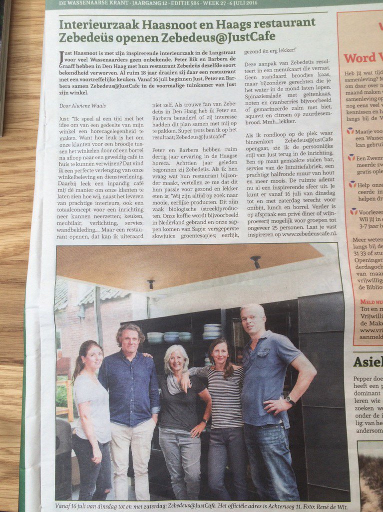 Mooi stukje in <a href="/DWKrant/">De Wassenaarse Krant</a> bedankt hiervoor.
@zebedeus <a href="/JustHaasnoot/">Just Haasnoot</a> <a href="/wassenaarders/">Wassenaarders.nl</a> 
We zijn inmiddels open.
