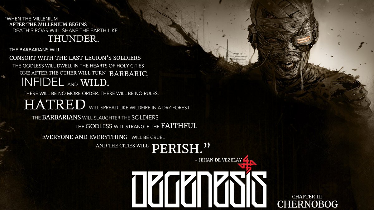 samsleney's tweet image. Had a lot of fun lately making these titlecards for one of the best RPG's I've ever ran. #DEGENESIS #SIXMOREVODKA