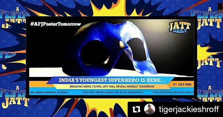 Tigerian_Annie's tweet photo. @iTIGERSHROFF :) Look Guys...Masked Man...Ek To Punjabi Opper Se SuperHero. Kal Milo.#AFJPosterTomorrow @remodsouza https://t.co/8rPncjCjvA