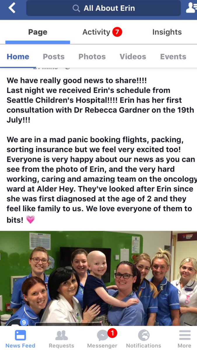 Erin_Cr055's tweet photo. The news we have been so desperate to receive! Erin's Car T Cell journey starts in on 19th July @seattlechildren 🇺🇸💖 https://t.co/7WuBlHdzBG
