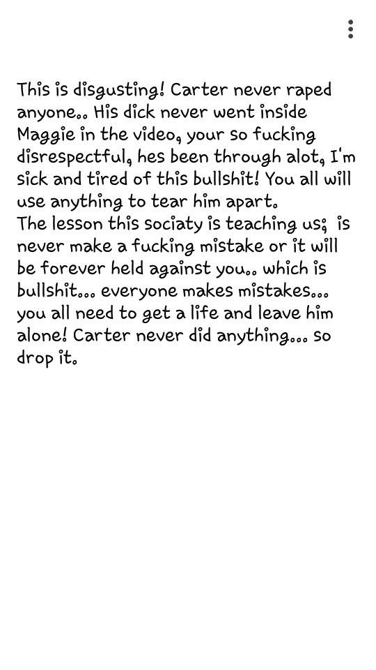 CartersLilBitch's tweet photo. This makes me so mad!
Its needs to stop!
#RespectForCarter 
@carterreynolds https://t.co/N4UbKf6vmK