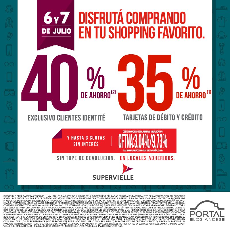 PortalLosAndes's tweet photo. ¡No te pierdas hasta un 40% de ahorro con tu tarjeta Supervielle!
Más info: https://t.co/LAnX7OBTHz https://t.co/lJt73S4708