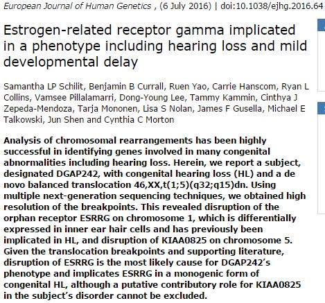 dgapgenes's tweet image. New #EJHG paper out today describing why we think #ESRRG is linked to #hearingloss, #hypotonia &amp;amp; motor delay