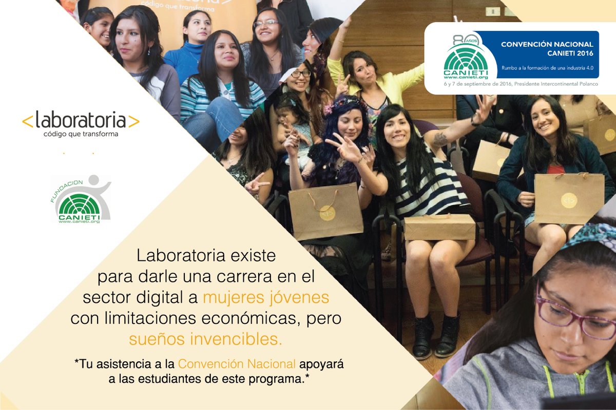 FundCANIETI's tweet photo. Parte de tu entrada a la Convención Nacional será destinada a Laboratoria. Regístrate https://t.co/03auvwegL6 https://t.co/Qc6qJl9va4