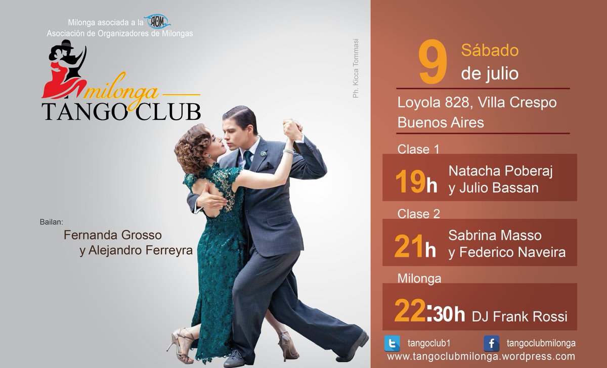 TangoClub1's tweet photo. Sábado 9 julio: Fernanda Grosso y Alejandro Ferreyra en #Tango Club https://t.co/AYa7OO8O5l #buenosaires #milonga https://t.co/808er9so2Q