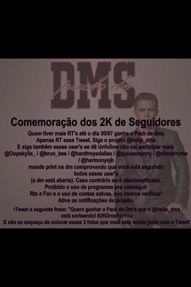 ExcuseMeSr's tweet photo. Quero ganhar o Pack de Dm's que o @Hellp_Dms está sorteando! #2KDmsForYou https://t.co/YdB0O0NkaG