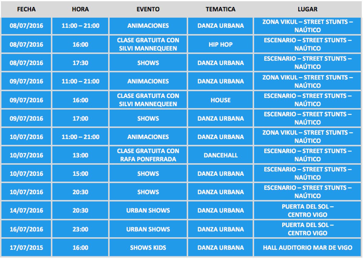 VIKULVIGO's tweet photo. Programas de actividades #VIKUL en @VigoStreetStunt y programa de shows gratuitos actualizados https://t.co/STlW8CMegO
