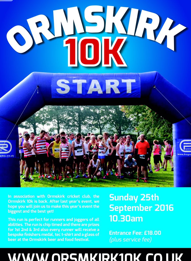 Sunday 25th September, sign up and enjoy a great day. #ormskirk10k #ormskirkcricketclub